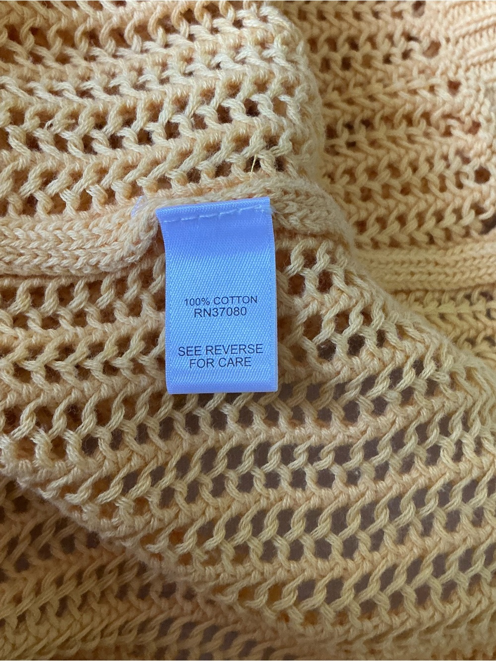 VERSONA Yellow Open-Stitch Open-Work Knit Sweater L Boho Vibe Beach Cover-Up - Picture 8 of 9